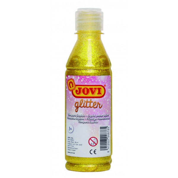 Tempera lichida cu sclipici Jovi, galben, 250 ml