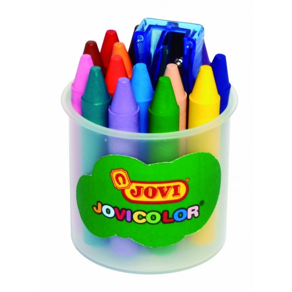 Creioane cerate 16 culori/suport + ascutitoare Jovi