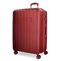 Troler mediu ABS 4 roti Movom Wood rosu, 65x45x28 cm