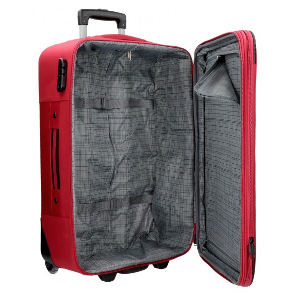 Troler mediu textil 2 roti Movom Nairobi rosu, 65x42x26 cm