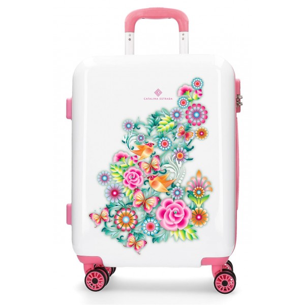 Troler cabina ABS 55 cm 4 roti Catalina Estrada Jardin alb