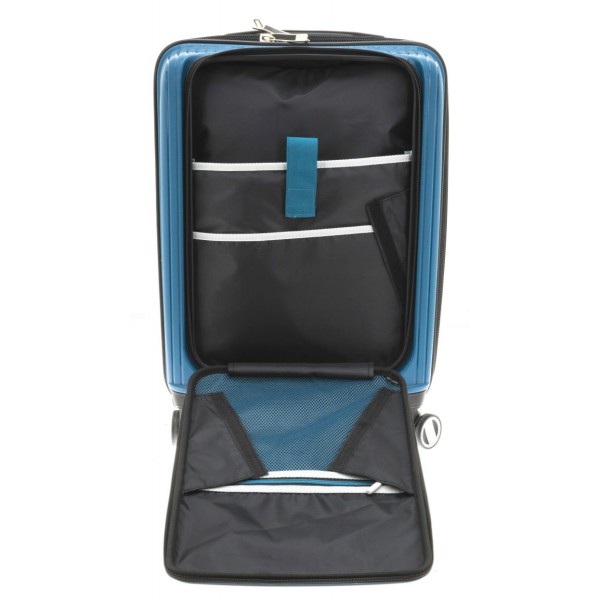 Troler polipropilena cu compartiment laptop 55 cm albastru petrol Davidts Wallaby