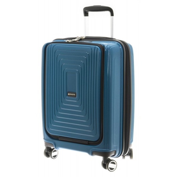 Troler polipropilena cu compartiment laptop 55 cm albastru petrol Davidts Wallaby