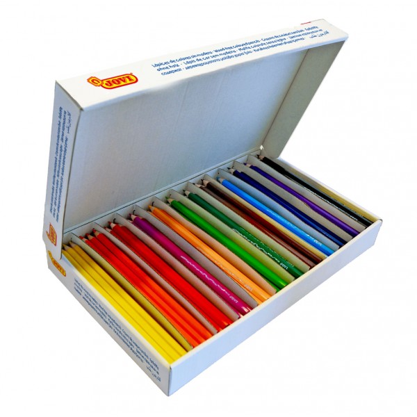 Creioane colorate din lemn, Jovi Woodless, 12 culori, set 288 buc