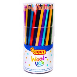 Creioane colorate din lemn, Jovi Woodless, 12 culori, set 84 buc