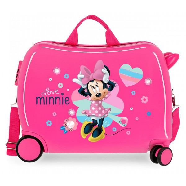 Valiza calatorie copii, Disney Minnie Love, ABS, 4 roti, roz, 38x50x20 cm