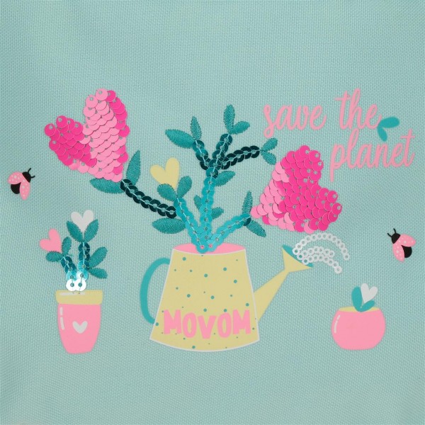 Rucsac fete scoala Movom Flower Pot,material reciclat, 31x42x13 cm