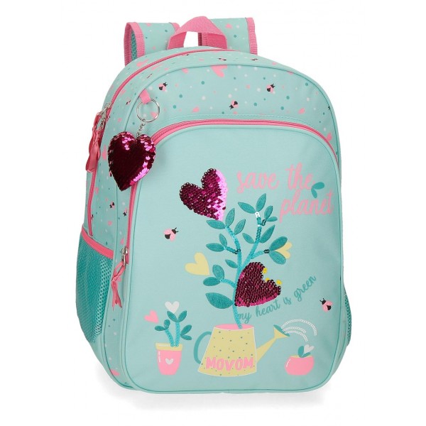Rucsac fete scoala Movom Flower Pot,material reciclat, 31x42x13 cm