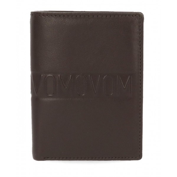 Portofel barbati,vertical maro Movom Ribbon, 8.5x11.5x1 cm