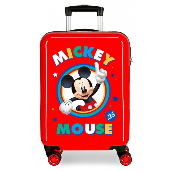 Troler copii, cabina, ABS rosu Circle Mickey, 55x38x20 cm