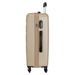 Troler mediu ABS Roll Road Flex, sampanie, 65x46x23 cm