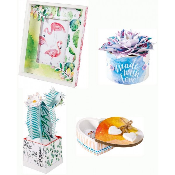 Set creativ Watercolour 20 foi cartonate cu model, culori asortate 24x34 cm Folia