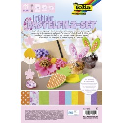Set creativ Spring, cu 11 bucati de pasla, Folia