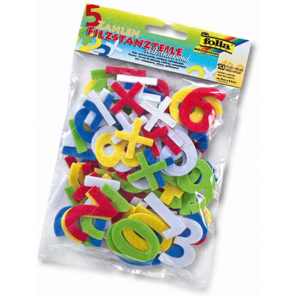Cifre autoadezive din pasla, 120 bucati, culori asortate, Folia
