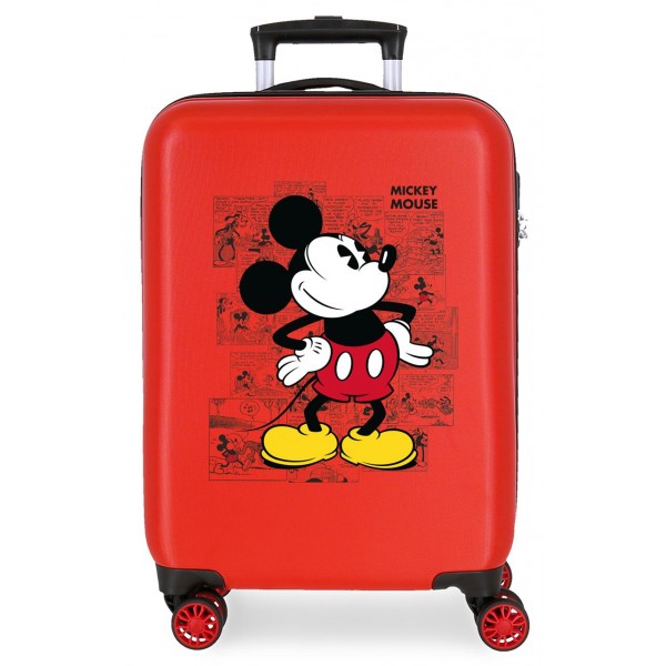 Troler copii, cabina, ABS Mickey Comic, rosu, 55x38x20 cm