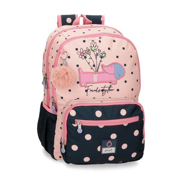 Ghiozdan fete scoala, 2 compartimente, Enso Friends Together 32x44x17 cm
