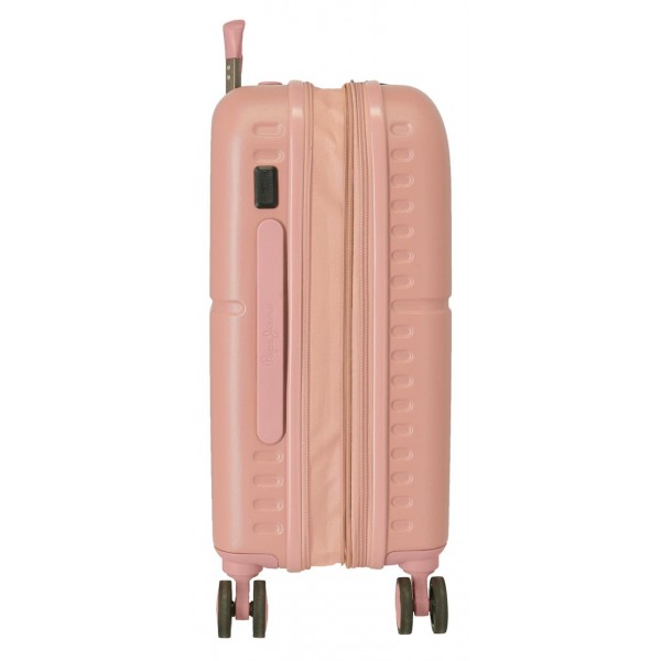 Troler cabina ABS, expandabil, 4 roti Pepe Jeans Laila, roz 40x55x20 cm