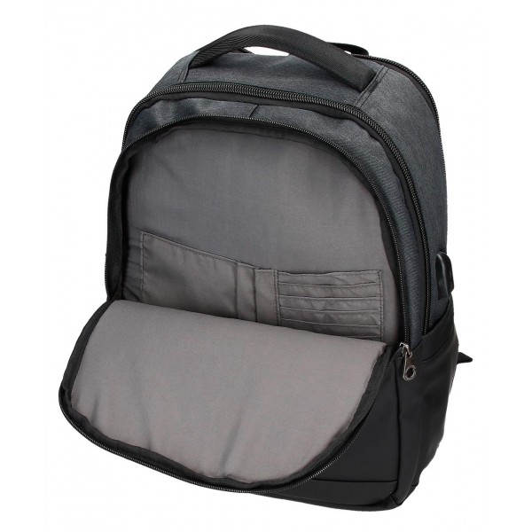 Rucsac casual, 3 compartimente, compartimente laptop/tableta, Pepe Jeans Jarvis, negru, 31x44x15 cm