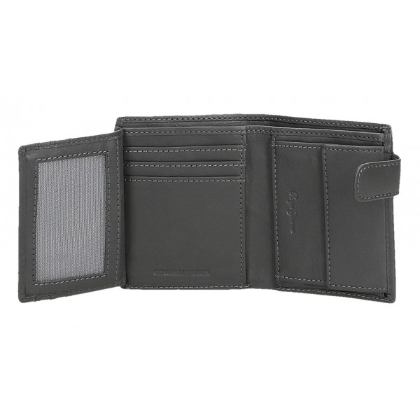 Portofel barbati, inchidere cu capsa, protectie RFID, Pepe Jeans Chief, gri inchis, 8.5x10.5x1 cm