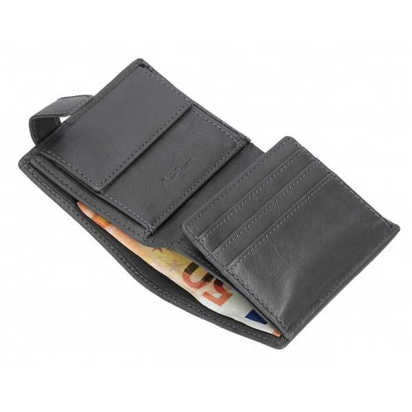 Portofel barbati, inchidere cu capsa, protectie RFID, Pepe Jeans Chief, gri inchis, 8.5x10.5x1 cm