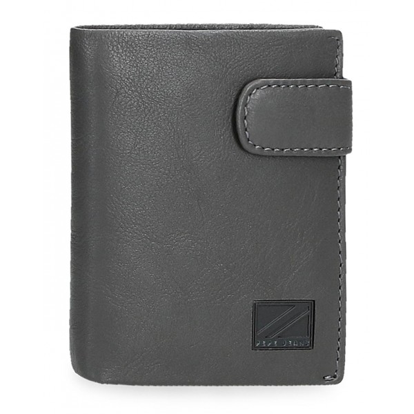 Portofel barbati, inchidere cu capsa, protectie RFID, Pepe Jeans Chief, gri inchis, 8.5x10.5x1 cm