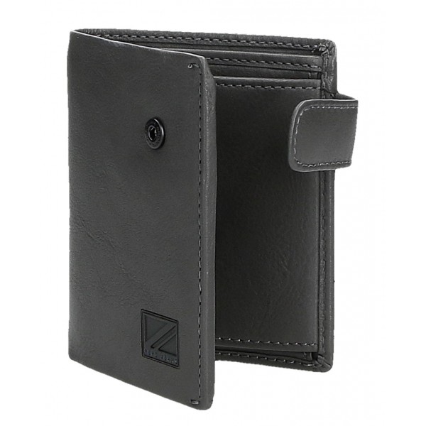 Portofel barbati, inchidere cu capsa, protectie RFID, Pepe Jeans Chief, gri inchis, 8.5x10.5x1 cm