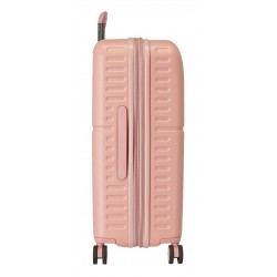 Troler mediu expandabil ABS 4 roti, Pepe Jeans Highlight, roz, 48x70x28 cm