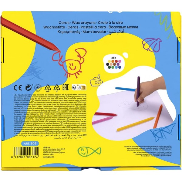 Creioane cerate hexagonale Jovi, 12 culori, set 300 buc