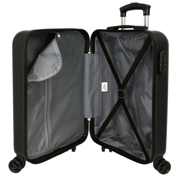Troler cabina ABS, Roll Road Next Level, 4 roti, negru, 38x55x20 cm