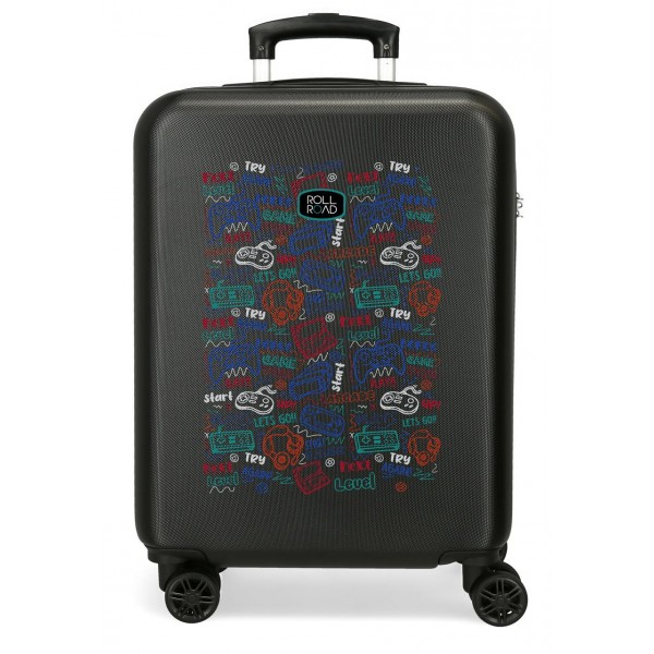 Troler cabina ABS, Roll Road Next Level, 4 roti, negru, 38x55x20 cm