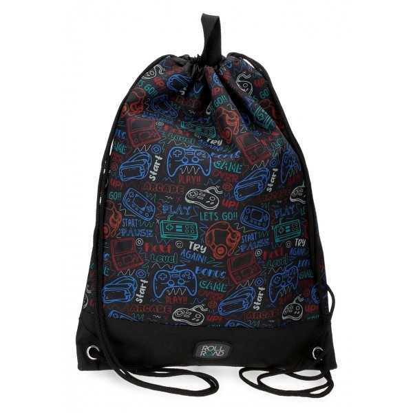 Sac sport baieti, Roll Road Next Level, negru, 32x42x10 cm