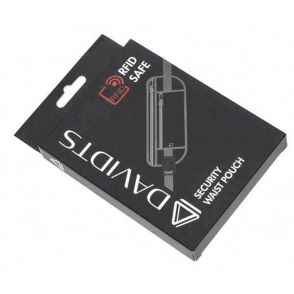 Borseta talie Davidts, protectie RFID, neagra, 26x13x0.5 cm