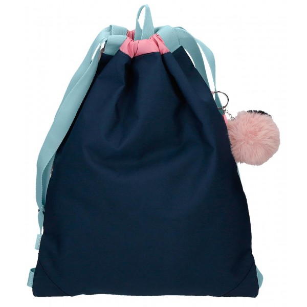 Sac sport fete, Enso Bonjour, buzunar frontal, roz, 35x46x10 cm