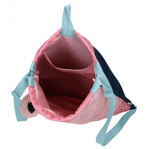 Sac sport fete, Enso Bonjour, buzunar frontal, roz, 35x46x10 cm