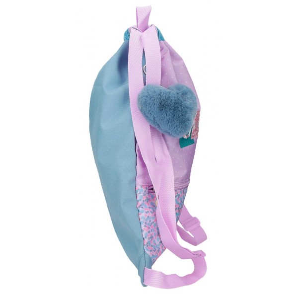 Sac sport fete, Enso Cute Girl, buzunar frontal, lila, 35x46x10 cm