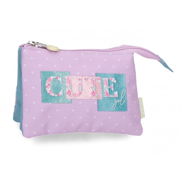 Portofel fete, Enso Cute Girl, 3 compartimente, lila, 14x10x5 cm