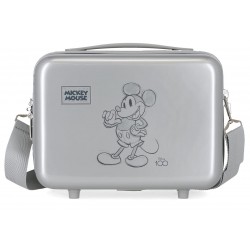 Geanta calatorie copii, Mickey Disney 100, ABS, gri argintiu, 29x21x15 cm