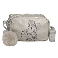 Geanta umar fete, Mickey Disney 100, gri argintie, 19.5x11.5x7.5 cm