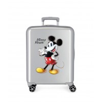 Troler cabina copii, Disney 100 Joyful Mickey, ABS, argintiu, 55x40x20 cm