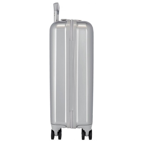 Troler copii, Disney 100 Stitch, ABS, TSA, valiza mica, argintie, 55x40x20 cm