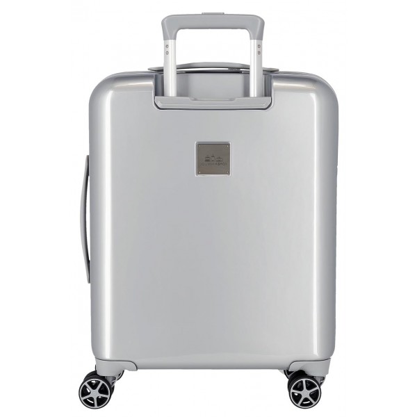 Troler copii, Disney 100 Stitch, ABS, TSA, valiza mica, argintie, 55x40x20 cm