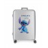 Troler copii, Disney 100 Stitch, ABS, expandabil, TSA, valiza medie, argintie, 70x48x28cm