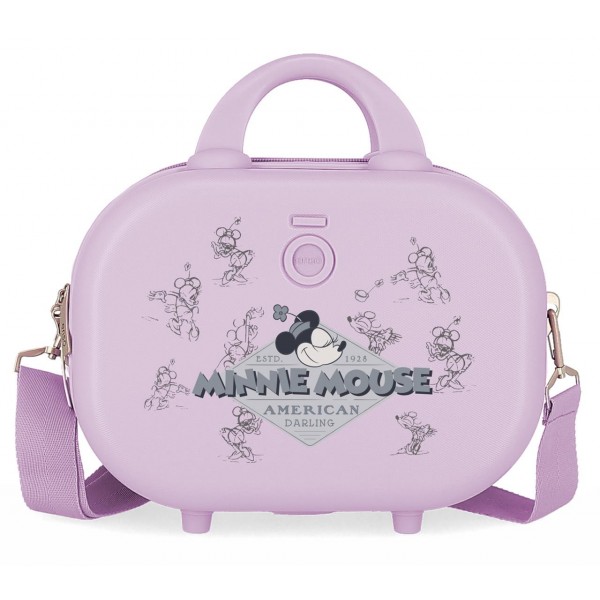 Geanta calatorie copii, Disney 100 Happiness, ABS, adaptabila, lila, 21x29x15cm