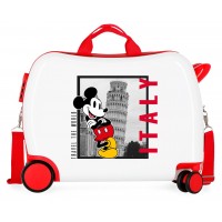 Valiza calatorie copii, Disney Mickey and Minnie Travel the World Italy, ABS, alba, 50x38x20 cm