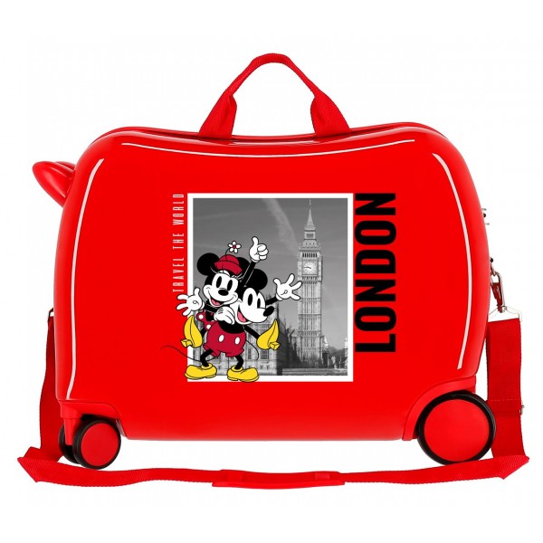 Valiza calatorie copii, Disney Mickey and Minnie Travel the World London, ABS, rosie, 50x38x20 cm
