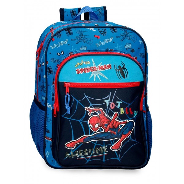 Ghiozdan scoala baieti, Spiderman Totally Awesome, albastru 30x40x13 cm