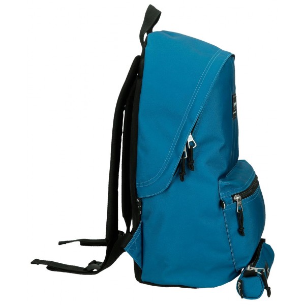 Rucsac scoala, Pepe Jeans Aris Evergreen, compartiment laptop, penar tubular, albastru, 31x44x17.5 cm