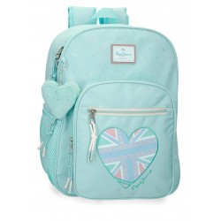 Rucsac adaptabil fete, Pepe Jeans Nerea, 2 compartimente, turcoaz, 30x40x13 cm