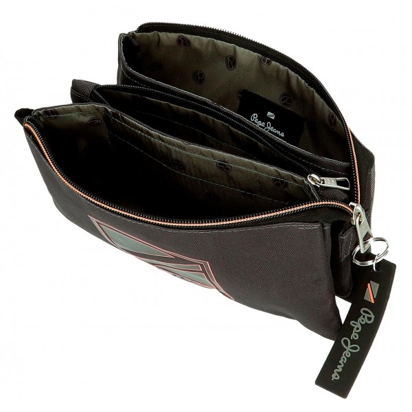Penar baieti, Pepe Jeans Cody, 3 compartimente, negru, 22x12x5 cm