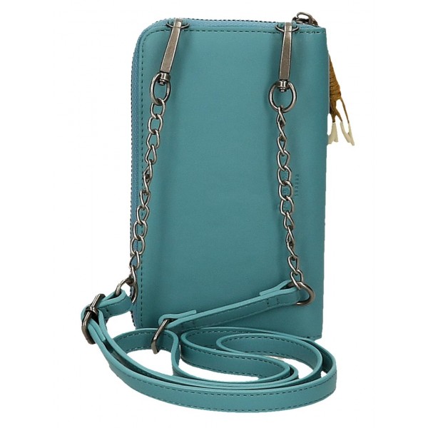 Geanta portofel, compartiment telefon, Pepe Jeans Bea, protectie RFID, albastru, 11x20x4 cm